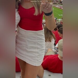 Free People Cream Mini Skirt with Panel Stitching